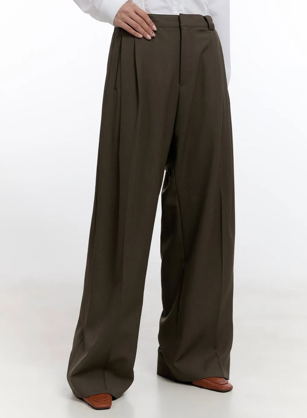 Pintuck Wide Fit Tailored Pants CN420