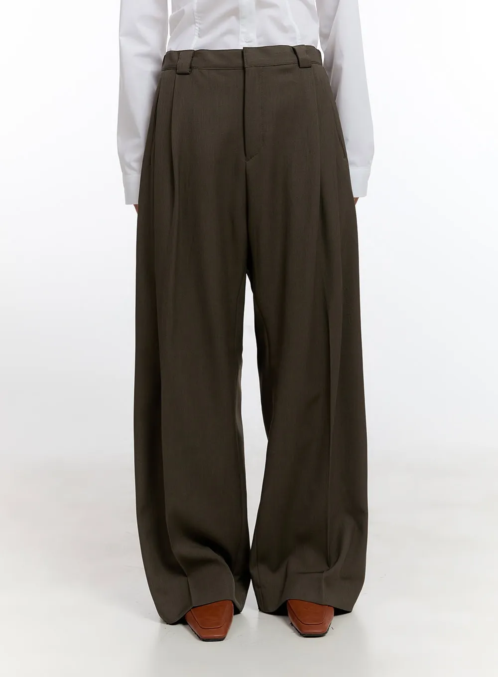 Pintuck Wide Fit Tailored Pants CN420