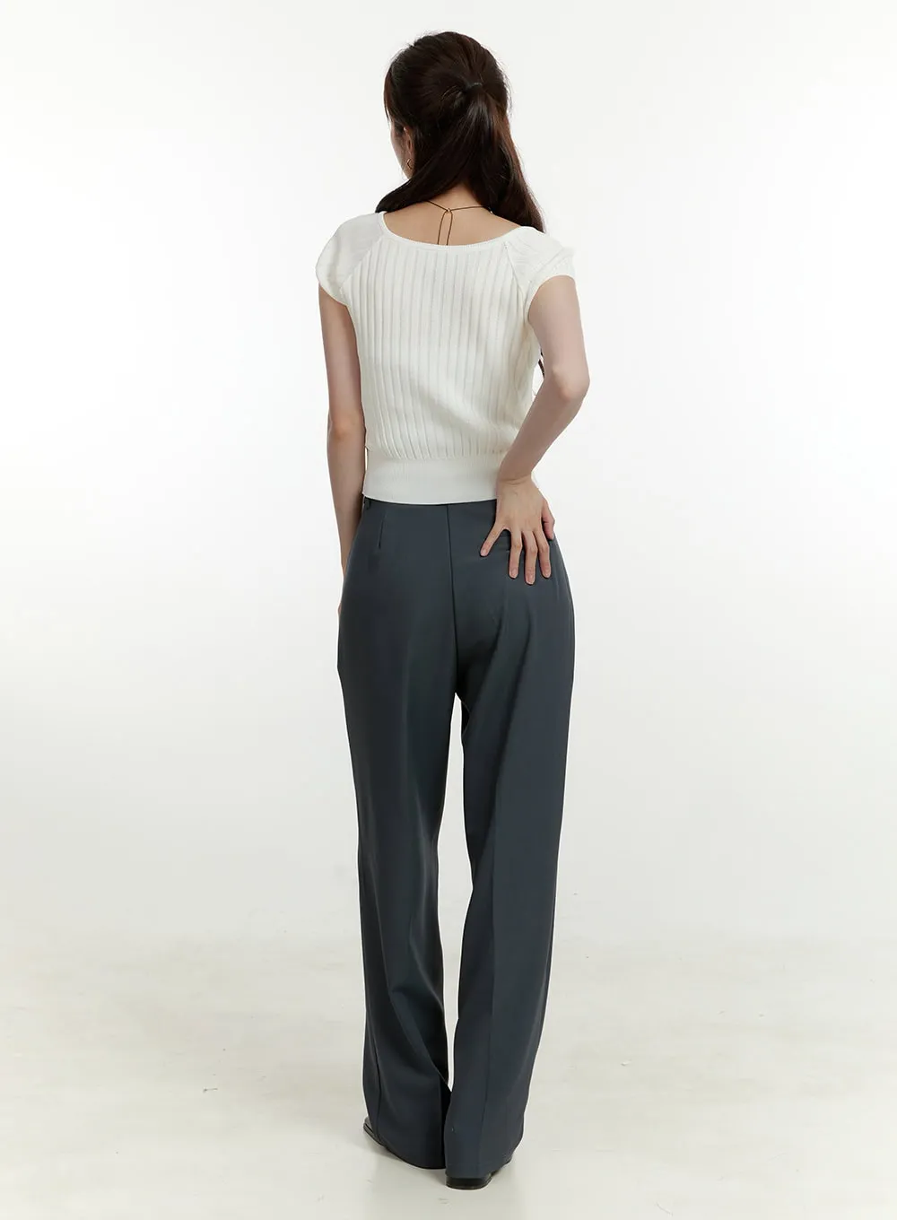 Pintuck Wide Fit Tailored Pants OU427