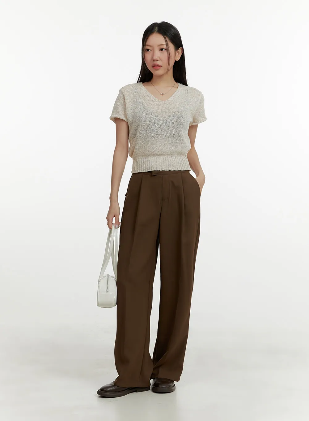 Pintuck Wide Fit Tailored Pants OY413