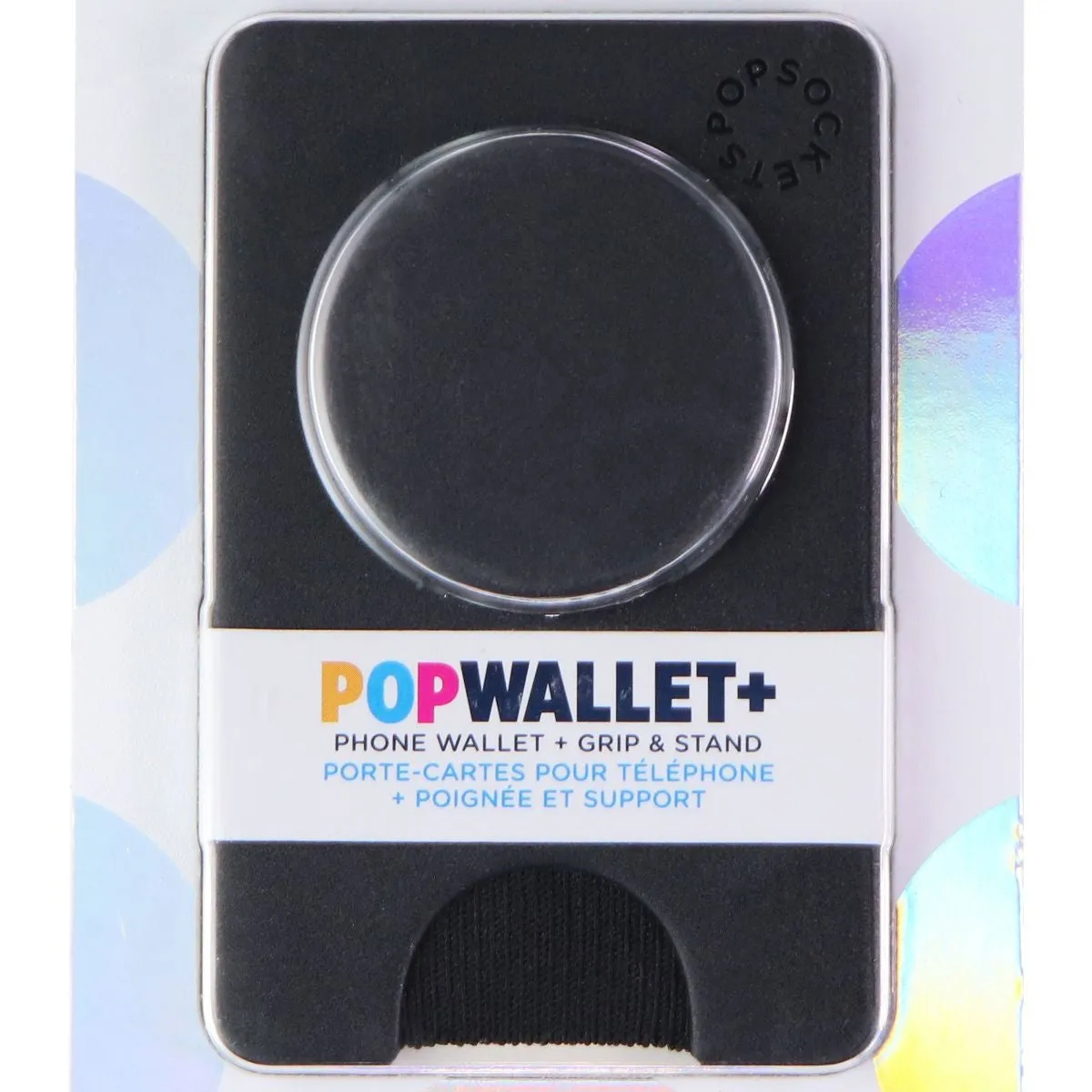 PopSockets PopWallet  with Integrated Swappable PopTop - Black (PS-801937)