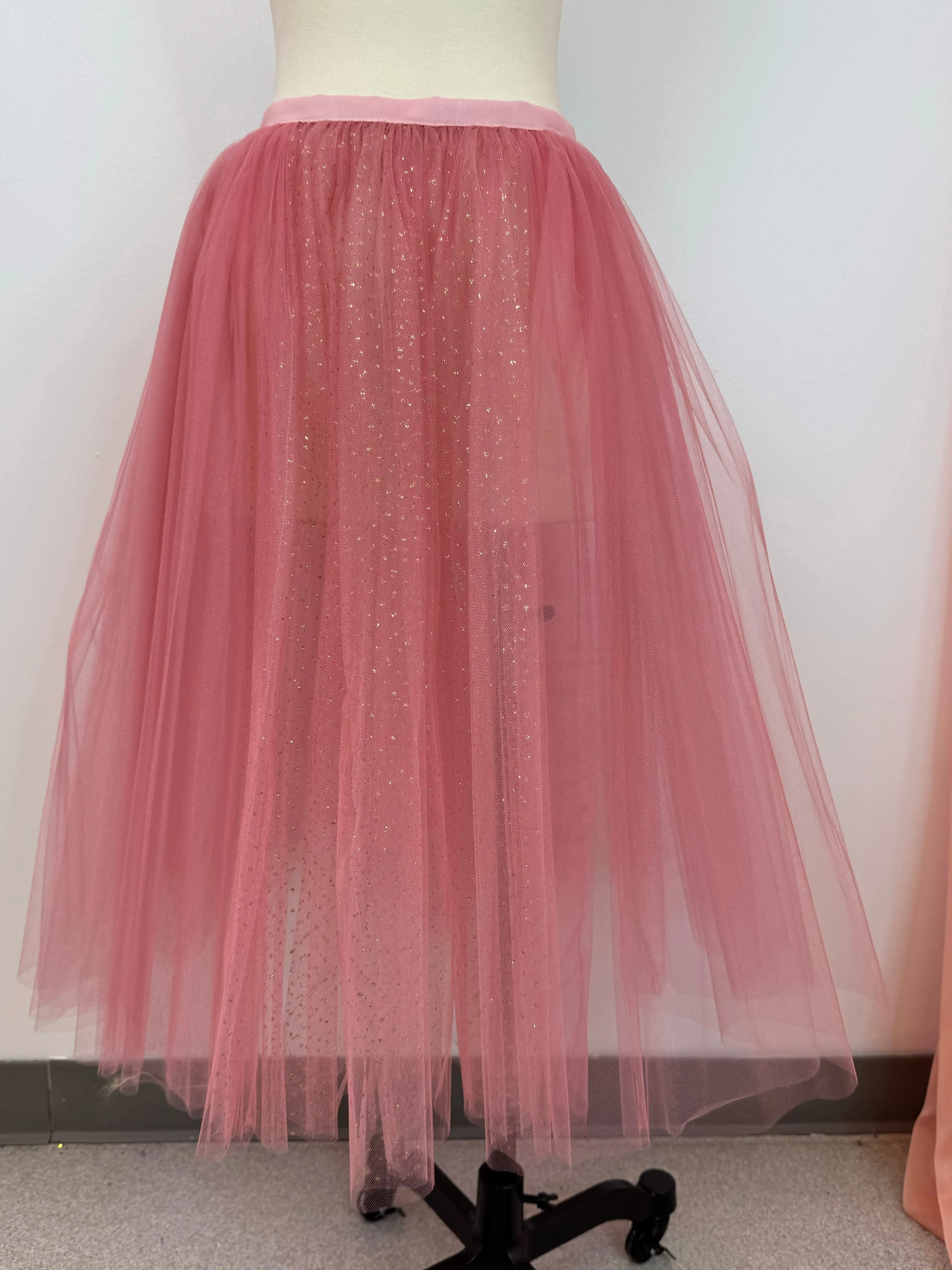 Ready-To-Wear Tulle Overskirt Dusty Rose with Sparkle