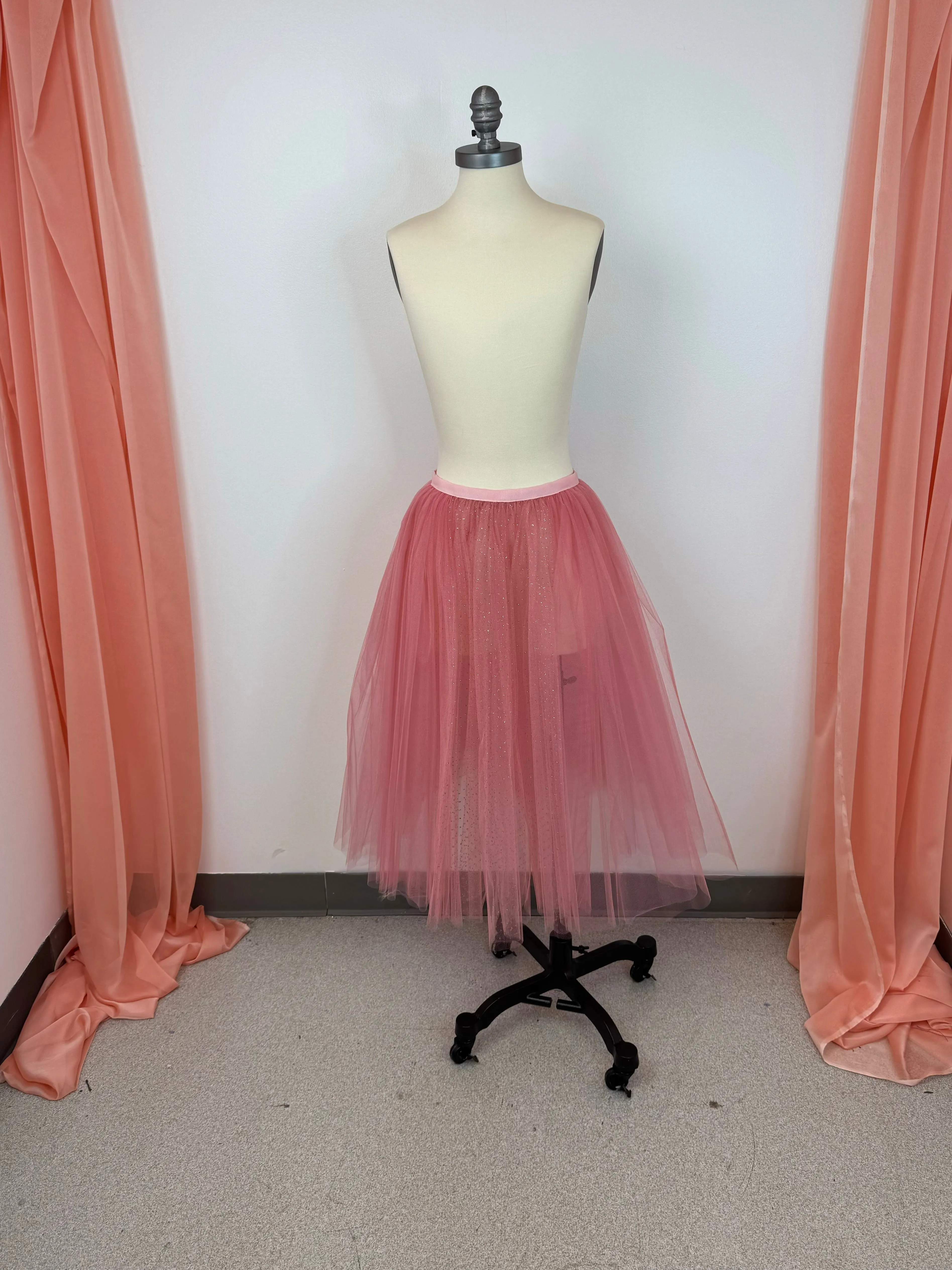 Ready-To-Wear Tulle Overskirt Dusty Rose with Sparkle