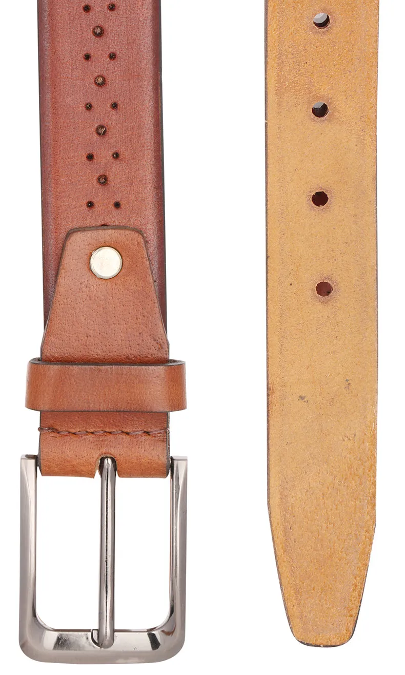 RL Dark Tan Hole Punched Semi Formal Belt