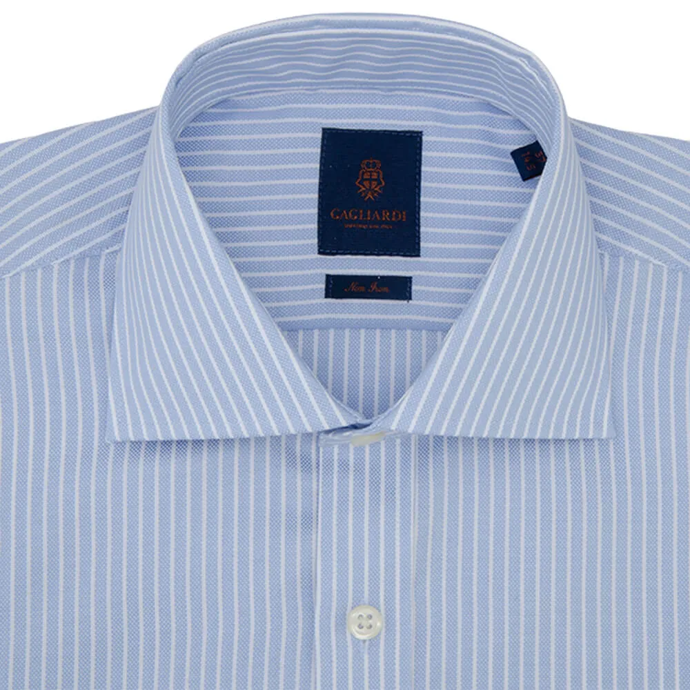 Slim Fit Sky Stripe Non Iron Oxford Cotton Shirt