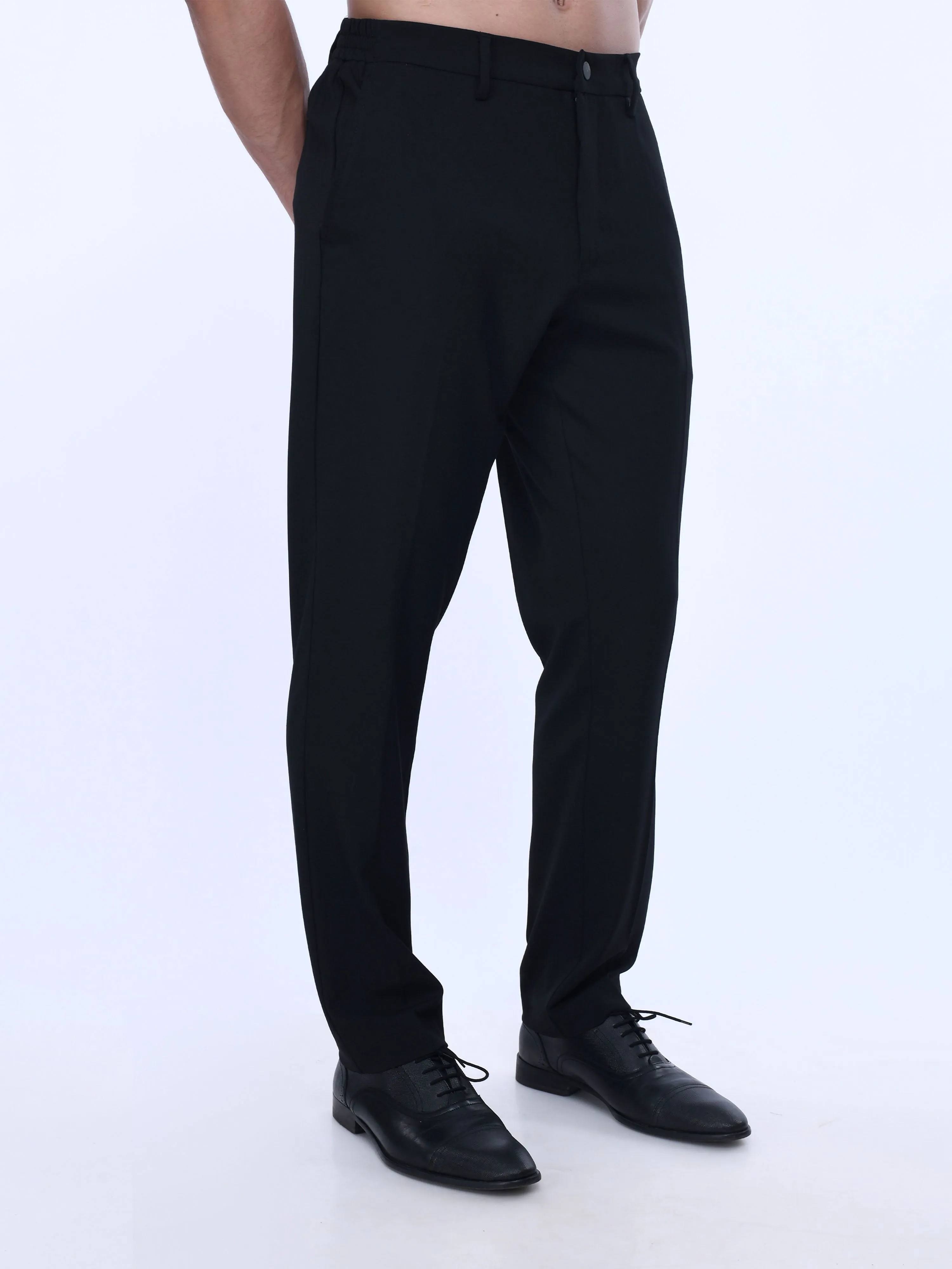 Soft Handle Tailored Black Trousers