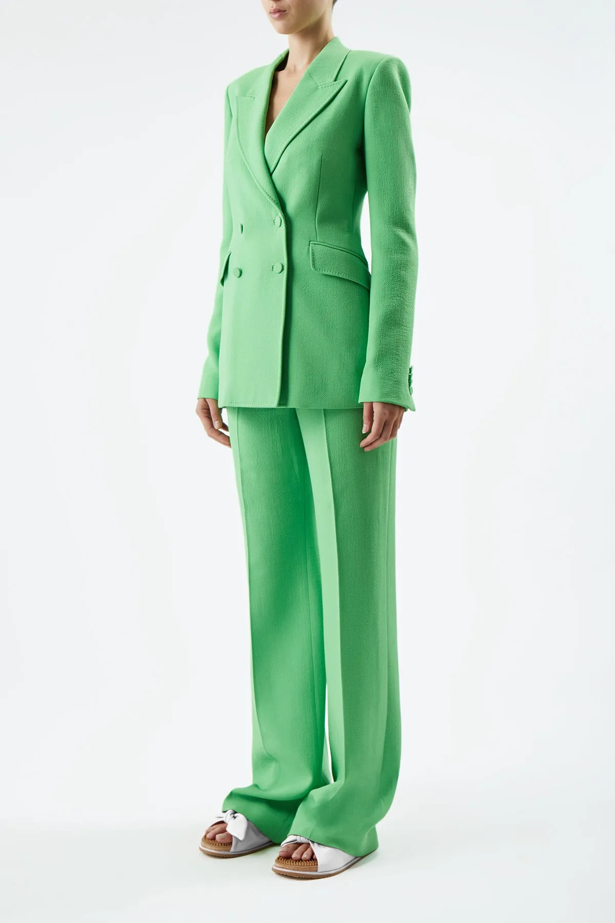 Stephanie Blazer in Fluorescent Green Virgin Wool Crepe