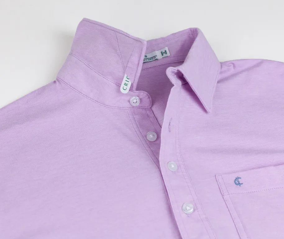 Stretch Players Shirt - Lavender Microstripe