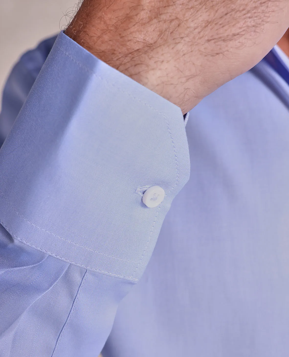 The Brookes - Fine Herringbone Dress Shirt - Blue