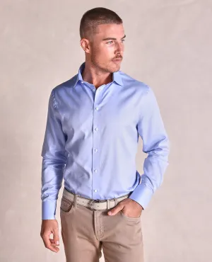 The Brookes - Fine Herringbone Dress Shirt - Blue