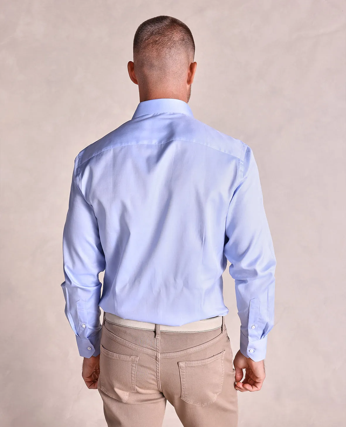 The Brookes - Fine Herringbone Dress Shirt - Blue