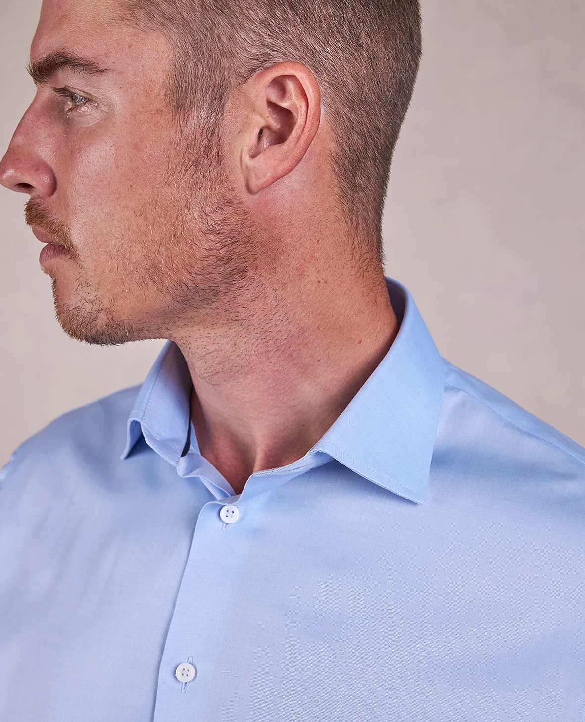 The Brookes - Twill Solid Dress Shirt - Blue