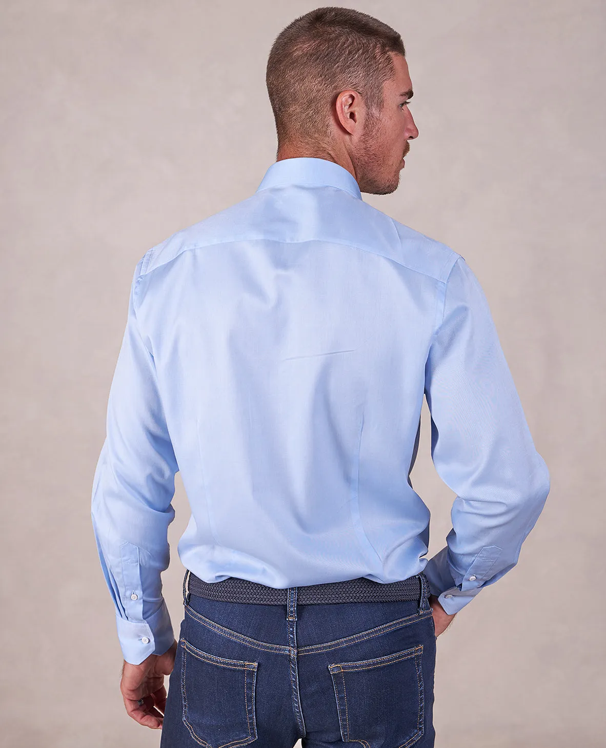 The Brookes - Twill Solid Dress Shirt - Blue