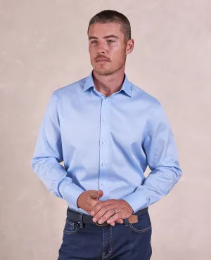 The Brookes - Twill Solid Dress Shirt - Blue