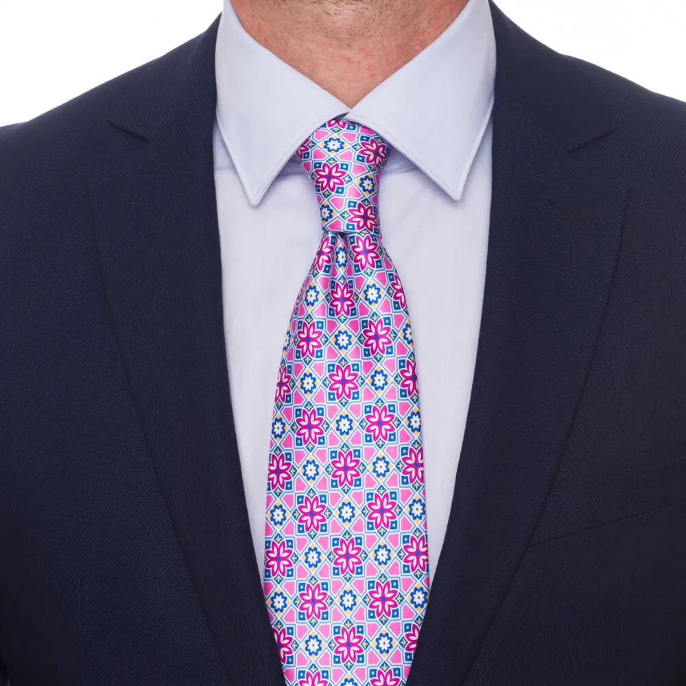 The Duke of Taormina Pink Duchesse Silk Tie