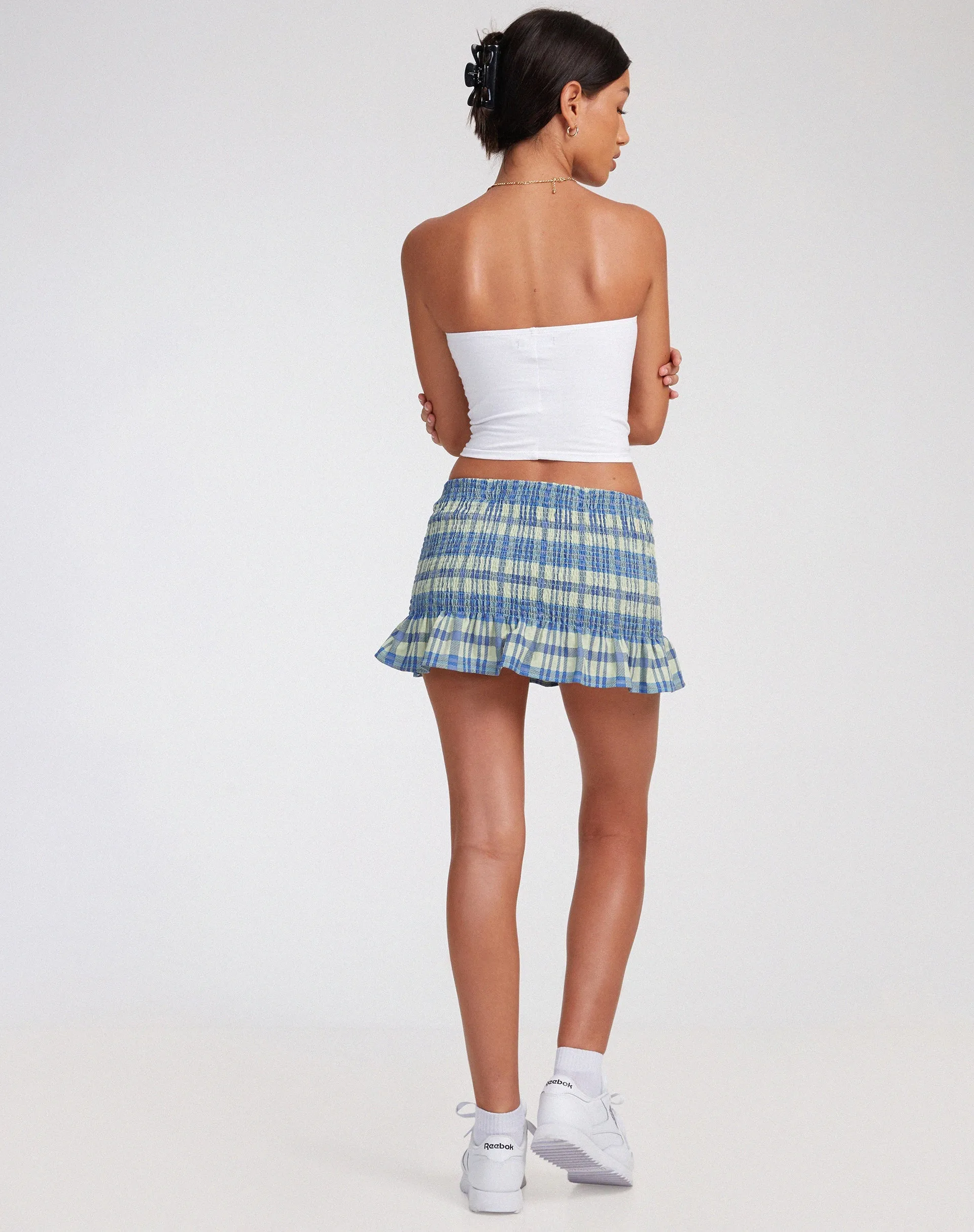 Tylee Mini Skirt in Colourpop Check Green and Blue