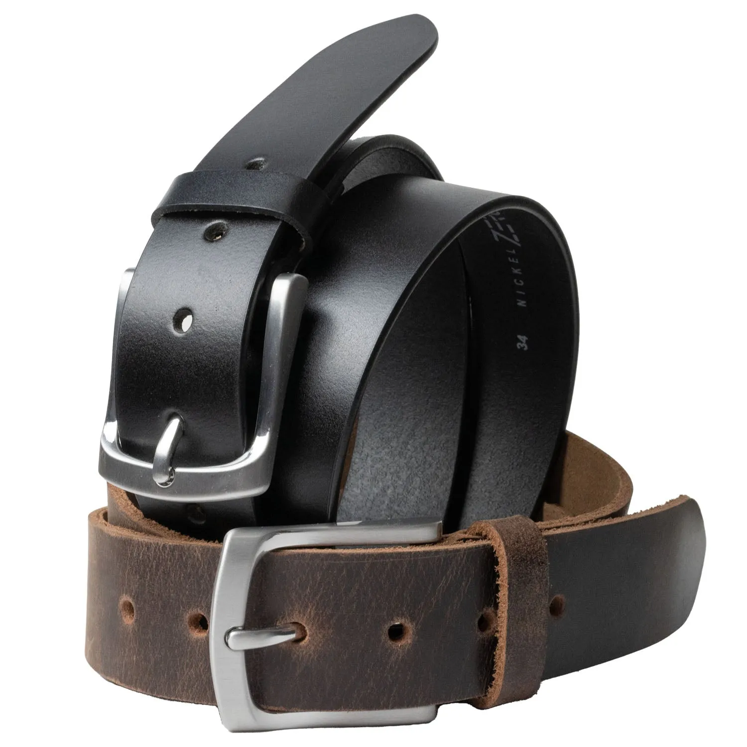 Urbanite Black and Brown Leather Belt Set by Nickel Zero®