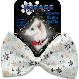 Vintage Snowflakes Pet Bow Tie Collar Accessory With Velcro